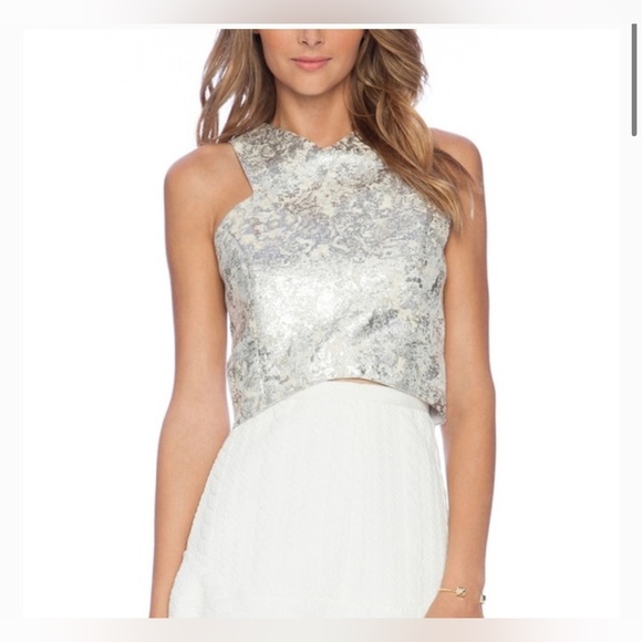 Line & Dot Cameron Crop Top Metallic Size Small - Picture 2 of 11